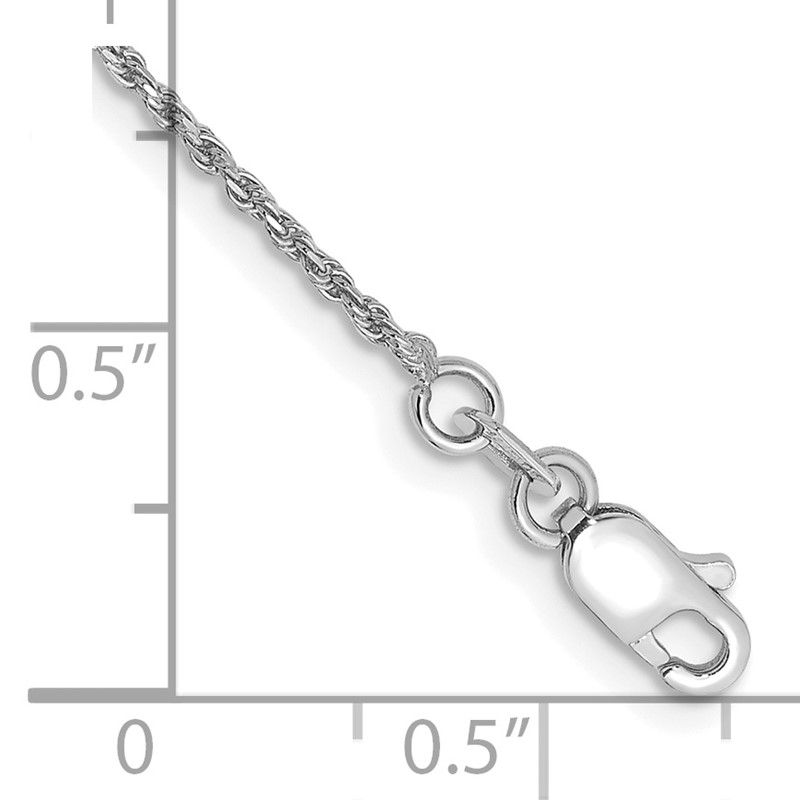 10k White Gold 1.15mm D/C Machine Made Rope Chain Anklet