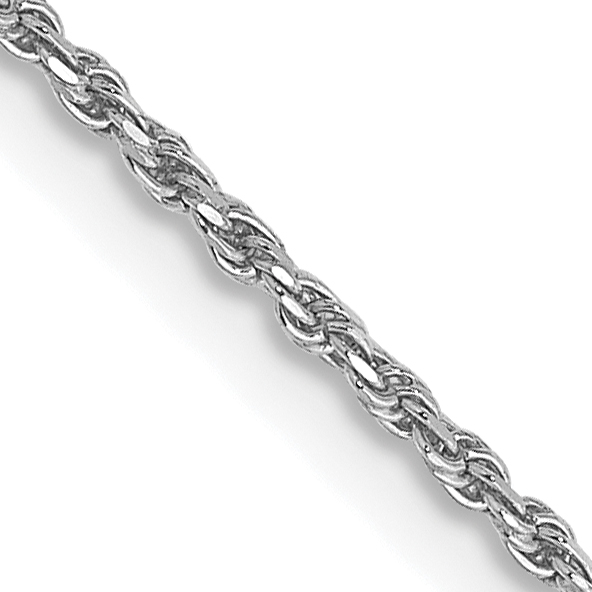 10k White Gold 1.15mm D/C Machine Made Rope Chain (10W010-16)