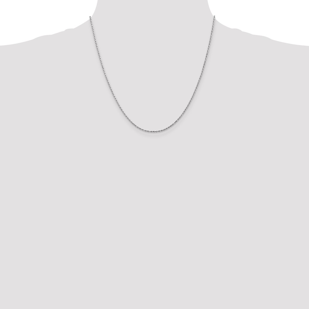 10k White Gold 1.3mm D/C Machine Made Rope Chain (10W012-20)