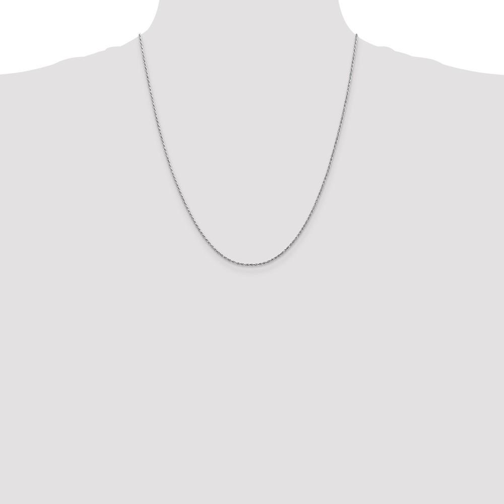 10k White Gold 1.3mm D/C Machine Made Rope Chain (10W012-22)