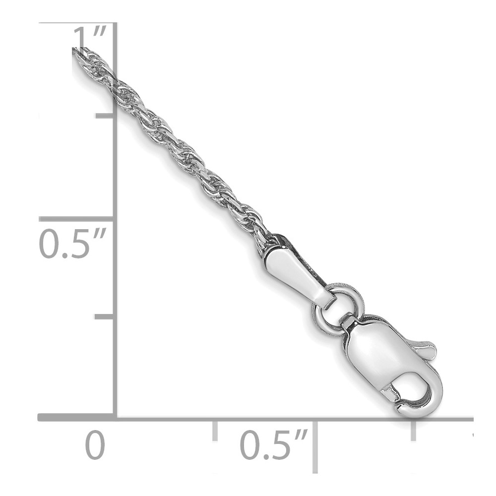 10k White Gold 1.3mm D/C Machine Made Rope Chain Anklet (10W012-9)