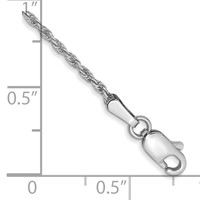 10K White Gold 1.3mm D C Machine Made Rope Chain Anklet view 2