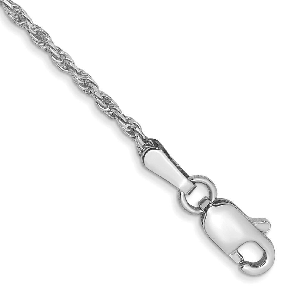 10k White Gold 1.3mm D/C Machine Made Rope Chain Anklet (10W012-9)
