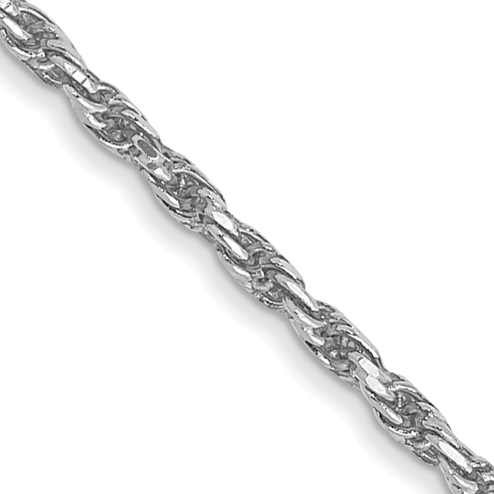 10k White Gold 1.3mm D/C Machine Made Rope Chain (10W012-16)