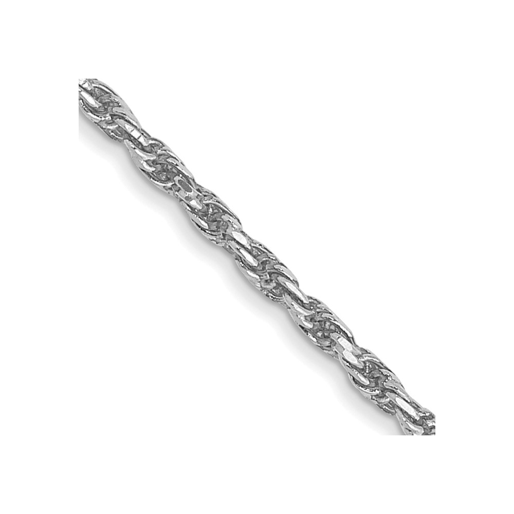 10K White Gold 1.3mm Diamond Cut Machine Made Rope Chain 24 Inch
