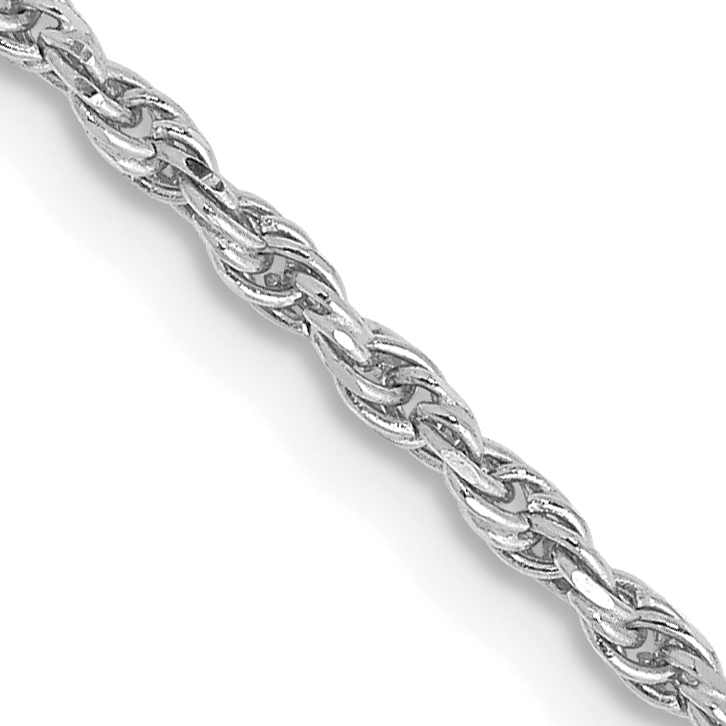 10k White Gold 1.6mm D/C Machine Made Rope Chain (10W014-24)