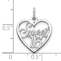 10K White Gold Sweet Heart Charm, 16" view 3