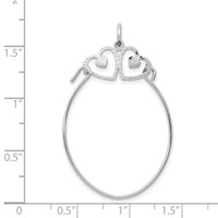 10K White Gold Double Hearts on Top Charm Holder view 3