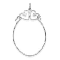 10K White Gold Double Hearts on Top Charm Holder view 1