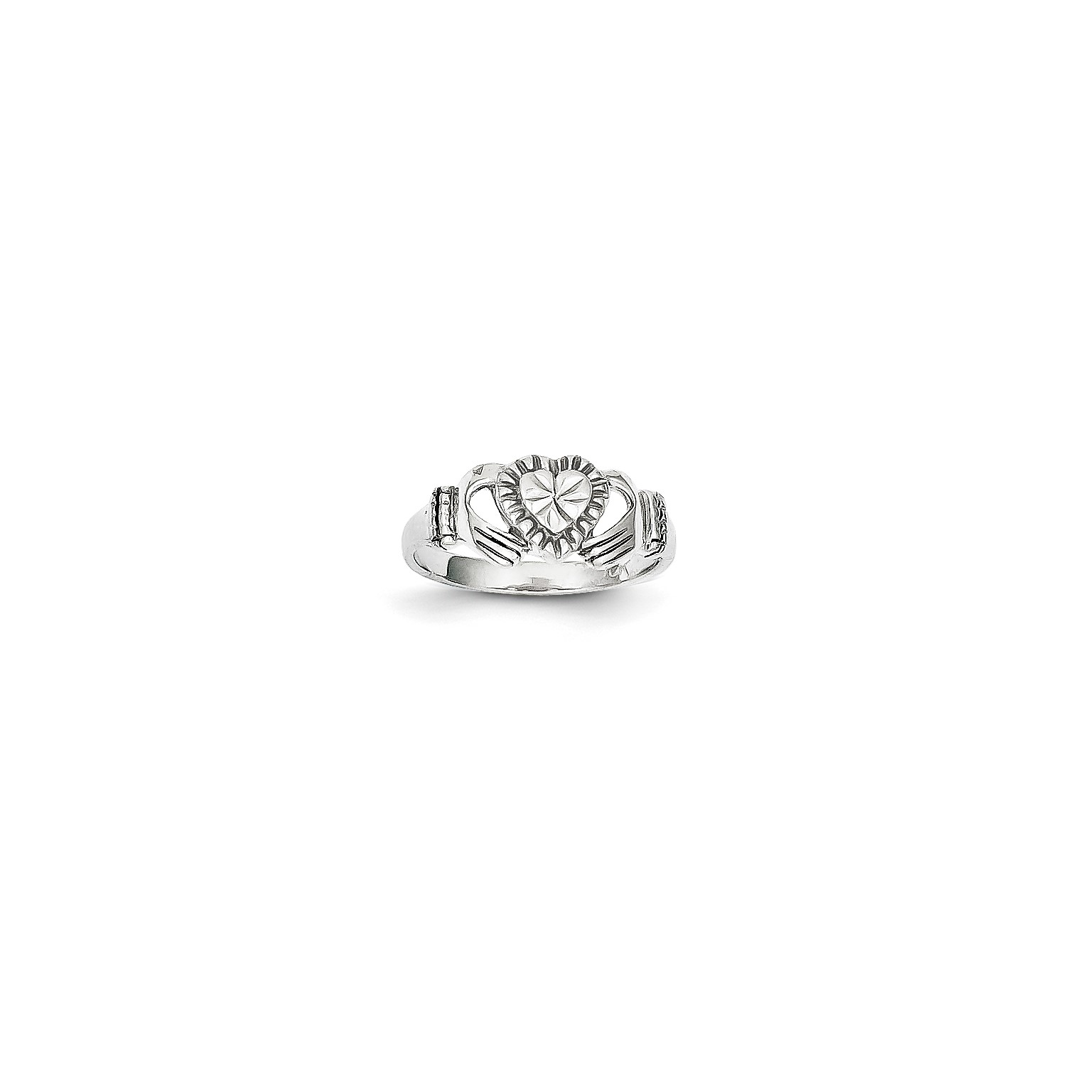 10k White gold Polished Claddagh Ring. Metal Wt-1.63g 10k White gold Polished Claddagh Ring. Metal Wt-1.63g