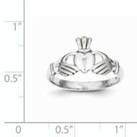 10K White Gold Polished Ladies Claddagh Ring view 2
