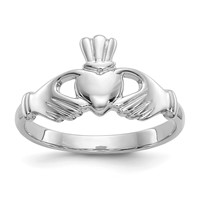 10K White Gold Polished Ladies Claddagh Ring view 1