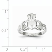 10K White Gold Polished Ladies Claddagh Ring view 2