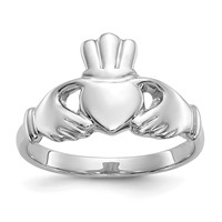 10K White Gold Polished Ladies Claddagh Ring view 1