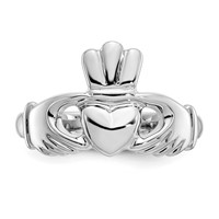 10K White Gold Polished Ladies Claddagh Ring view 5