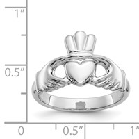 10K White Gold Polished Ladies Claddagh Ring view 3
