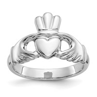 10K White Gold Polished Ladies Claddagh Ring view 1