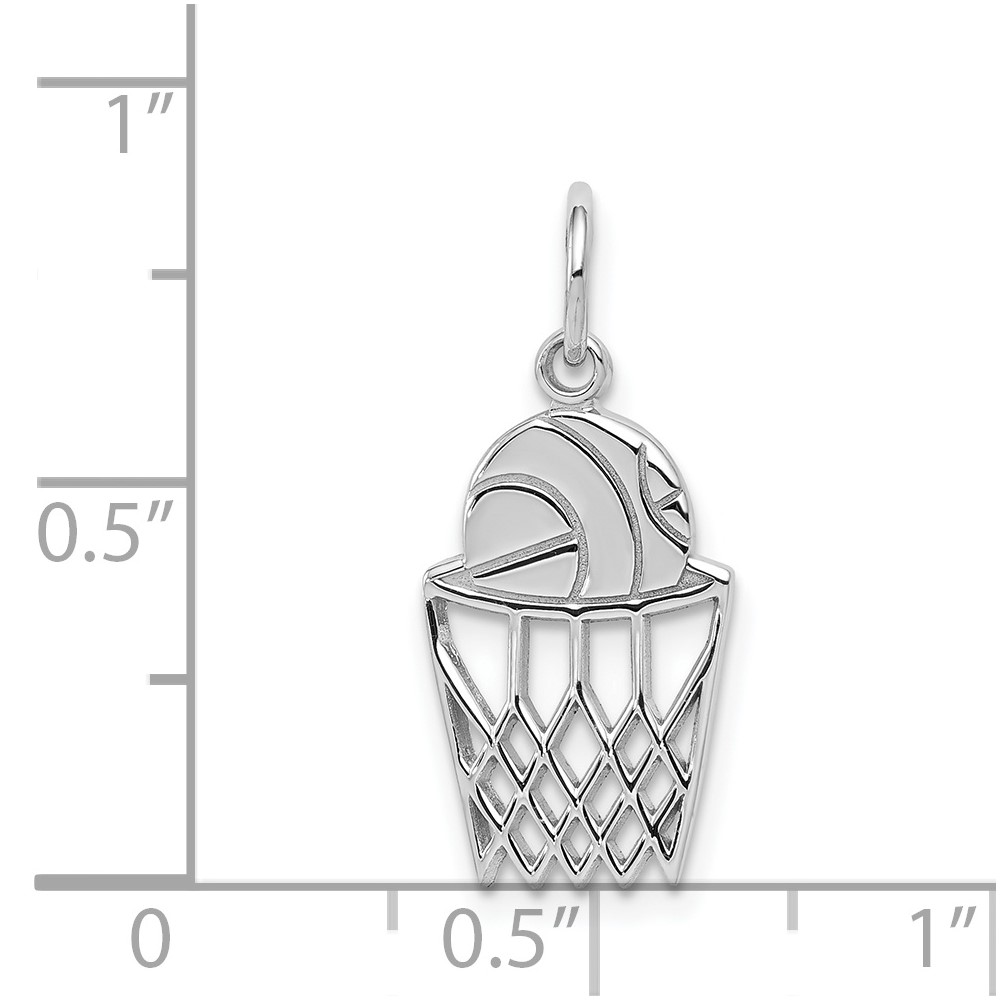10K White Gold Basketball and Net Charm (10WC36)