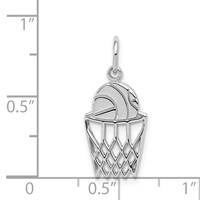 10K White Gold Basketball and Net Charm view 3