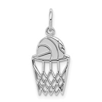 10K White Gold Basketball and Net Charm view 1