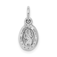 10K White Gold Small Oval St. Christopher Medal Charm view 1