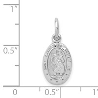 10K White Gold Small Oval St. Christopher Medal Pendant view 3