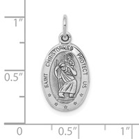 10K White Gold Oval St. Christopher Medal Pendant view 3