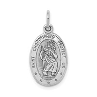 10K White Gold Oval St. Christopher Medal Pendant view 1