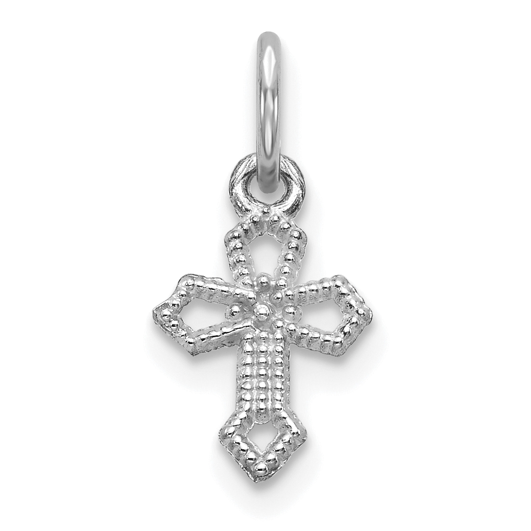 10K White Gold Passion Cross Charm (10WC44)