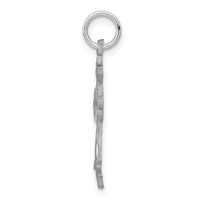 10K White Gold Diamond-Cut Fleur De Lis Cross Charm view 2