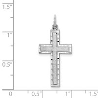 10K White Gold Satin and Diamond-cut Cross Charm view 3