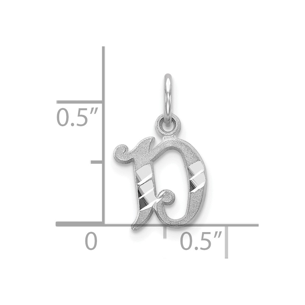 10k White Gold Diamond-cut Initial D Charm (10WCH139-D)