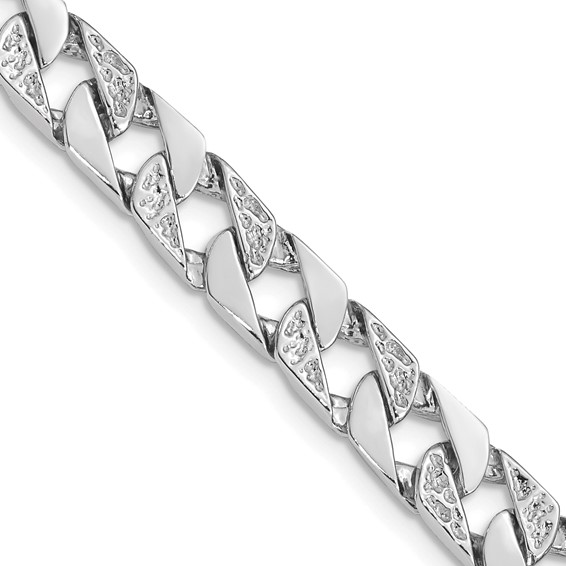 10k White Gold 7.5mm Hand Polished Fancy Link Chain (Per Inch)