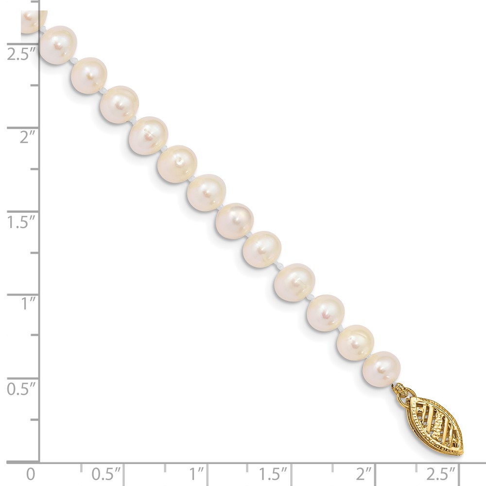 10k 5-6mm White Near-Round Freshwater Cultured Pearl 7.5 inch Bracelet (10WPN050-7.5)