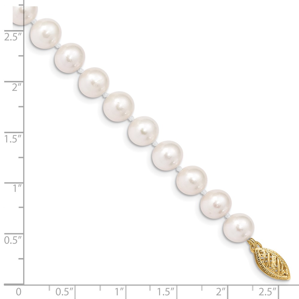 10k 7-8mm White Near-Round Freshwater Cultured Pearl 7.5 inch Bracelet (10WPN070-7.5)