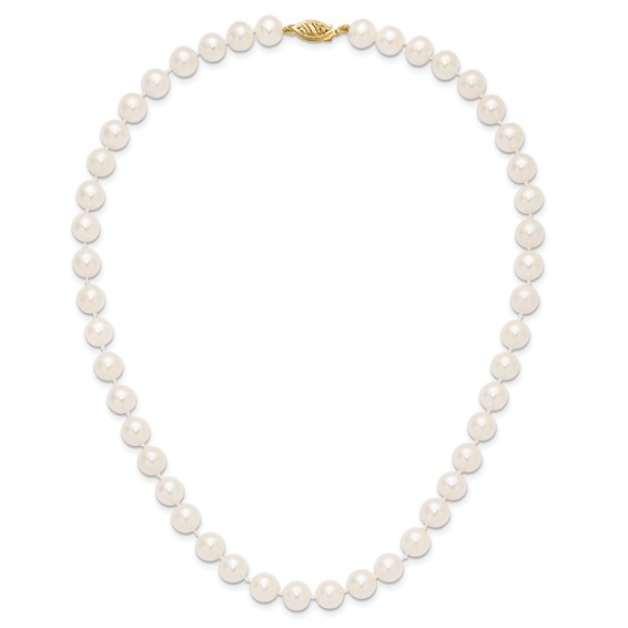 Gold Near Round Freshwater Cultured Pearl Necklace