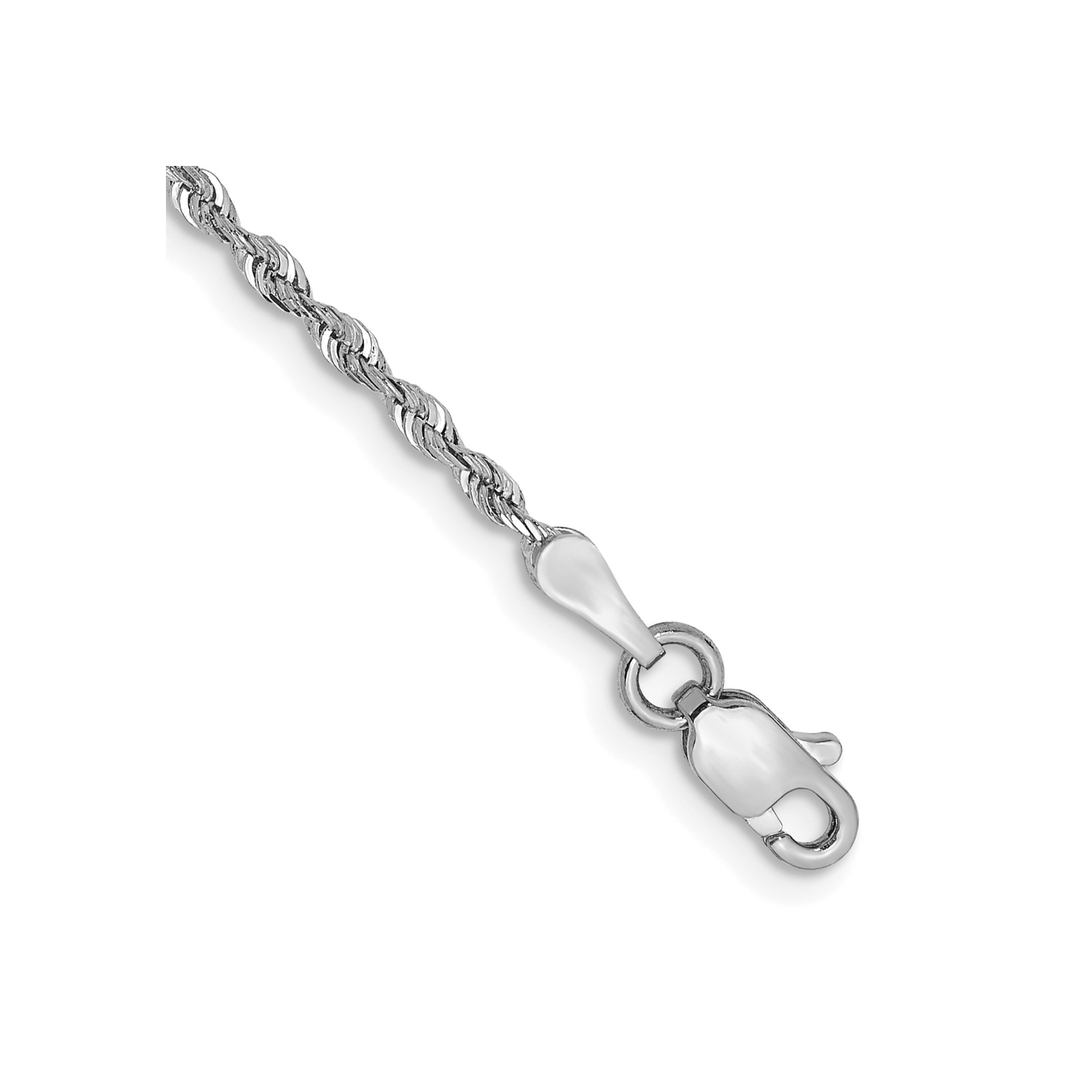 10K White Gold 1.85-3.35mm Rope Chain Necklace 7-30 Inch Mens Womens