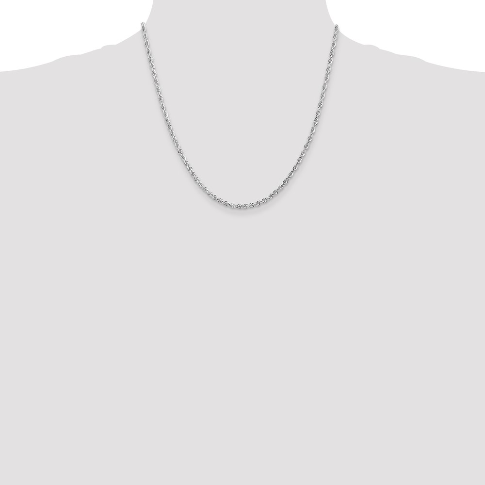 10k White Gold 3mm D/C Quadruple Rope Chain (10WQT023-20)