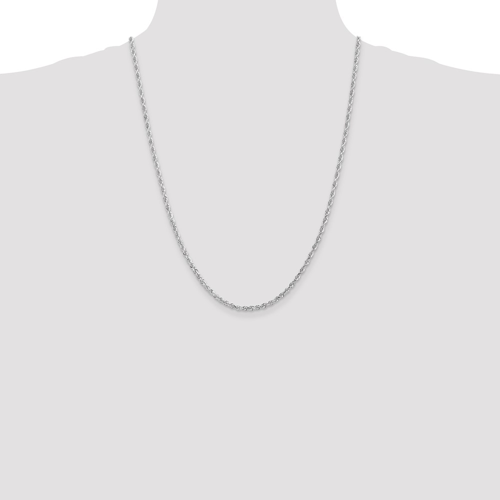 10k White Gold 3mm D/C Quadruple Rope Chain (10WQT023-24)