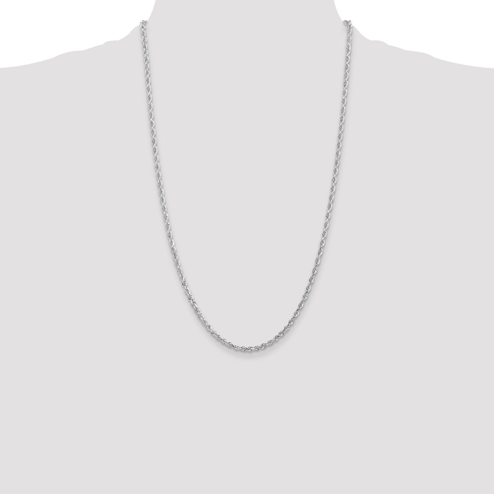 10k White Gold 3mm D/C Quadruple Rope Chain (10WQT023-26)