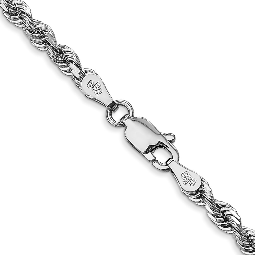 10k White Gold 3.35mm D/C Quadruple Rope Chain (10WQT025-18)