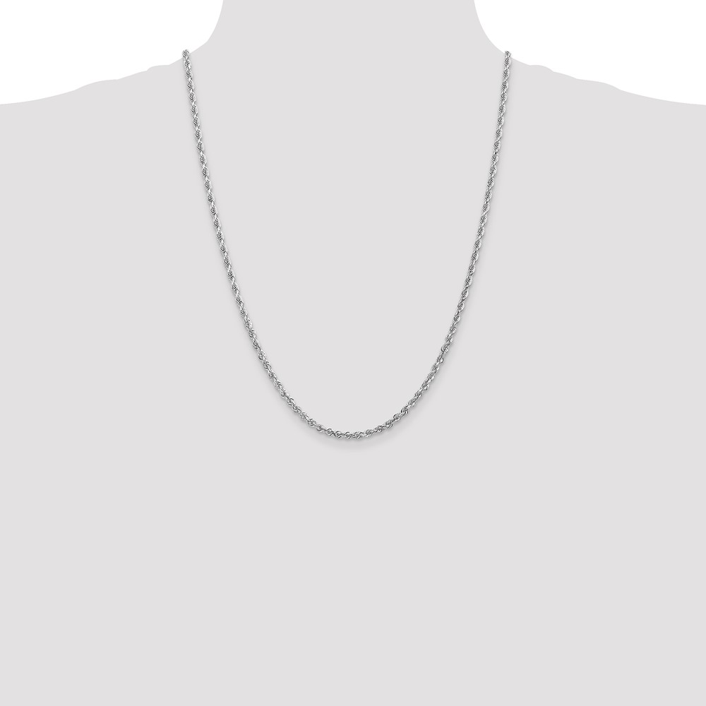 10k White Gold 3.35mm Diamond Cut Quadruple Rope Chain (10WQT025-24)