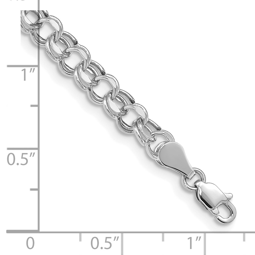 10k White Gold Lite 5mm Double Link Charm Bracelet (10WSD1-7.25)