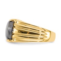IB Goodman 10K Yellow Gold Mens Gray Cats Eye and.01 Carat Diamond Ring view 4