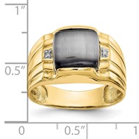 IB Goodman 10K Yellow Gold Mens Gray Cats Eye and.01 Carat Diamond Ring view 3