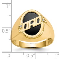 IB Goodman 10K Mens Diamond and Oval Black Onyx Dad Ring view 3