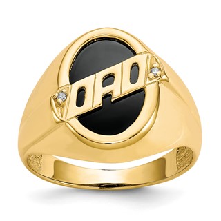 Gold Diamond and Oynx Mens Ring