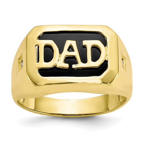 IB Goodman 10K Yellow Gold Mens Diamond and Black Onyx Dad Ring