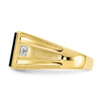 IB Goodman 10K Yellow Gold Mens Diamond and 12x 10mm Black Onyx Ring view 4