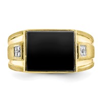 IB Goodman 10K Yellow Gold Mens Diamond and 12x 10mm Black Onyx Ring view 5